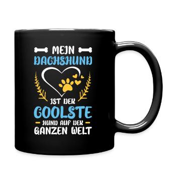 Mein Dackelherz: Der coolste Hund - Tasse einfarbig - Schwarz - Rechts