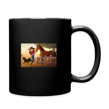 Kuhmädchen mit Pferd und Hund = - Tasse einfarbig - Schwarz - Rechts