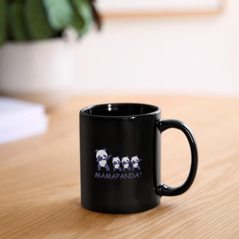 Schwanger werdene Mutter Drillinge Panda Tasse einfarbig