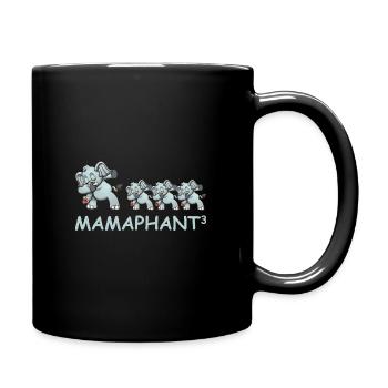 Schwanger werdene Mutter Drillinge Elefant - Tasse einfarbig - Schwarz - Rechts