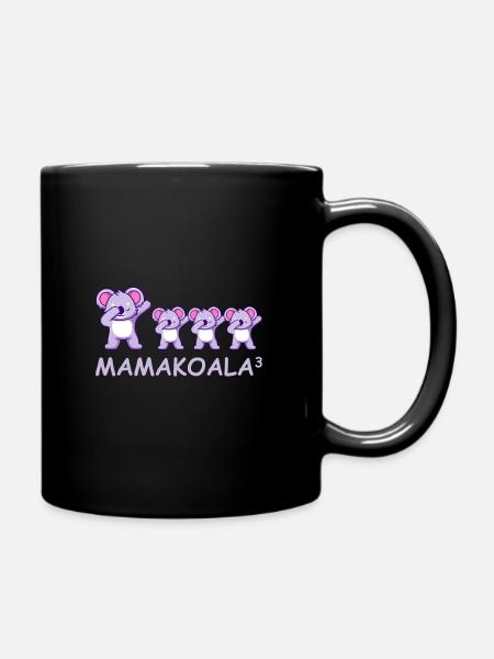 Schwanger werdene Mutter Drillinge Koala - Tasse einfarbig - Schwarz
