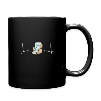 Herzschlag Strandkorb Nordsee Norddeutschland - Tasse einfarbig - Schwarz - Rechts