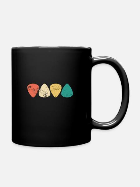 Vintage plectrum - guitar bassist bass guitar - Full Colour Mug - black