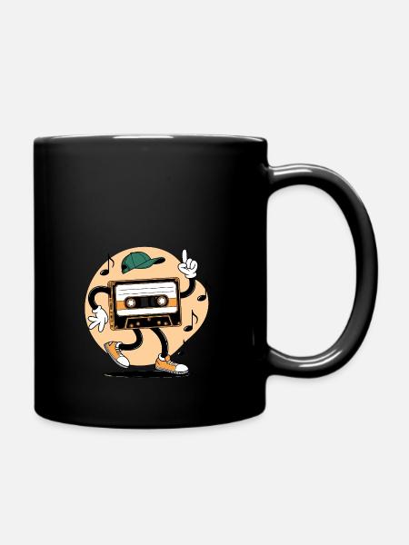 Dancing Cassette Tape (Vintage Style) - Full Colour Mug - black