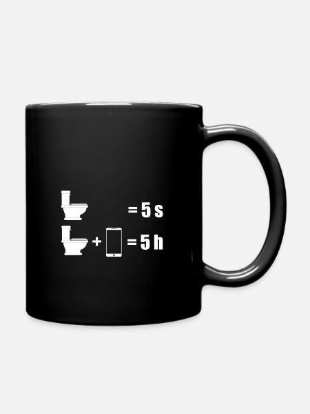Toilet and cell phone - Full Colour Mug - black