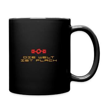 Die Welt ist Flach Boxermotor Geschenkidee - Tasse einfarbig - Schwarz - Rechts