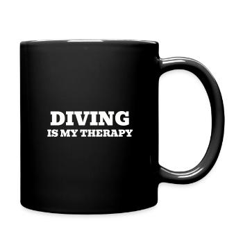 🤿 'Diving is my Therapy' T-Shirt 🤿 - Tasse einfarbig - Schwarz - Rechts
