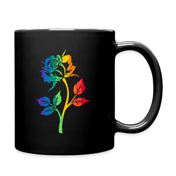 RAINBOW ROSE - Full Colour Mug - black - Right