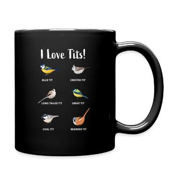 I love tits | Funny birding gift for birders - Full Colour Mug - black - Right