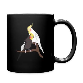Pair of nymph parakeet motif - Full Colour Mug - black - Right