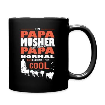 Papa musher sport mushing Hund Schr.geschenk - Tasse einfarbig - Schwarz - Rechts