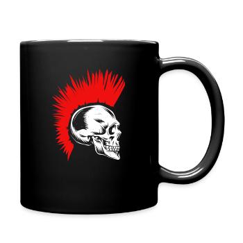 Punk Skull Bone Iroquoes Hairstyle Rocker - Full Colour Mug - black - Right