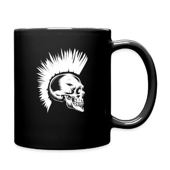 Rockmusiker Rocker Biker Totenkopf Irokese - Tasse einfarbig - Schwarz - Rechts