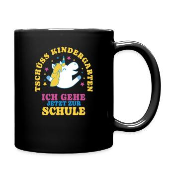 Einschulung Einhorn Tschüss Kindergarten - Tasse einfarbig - Schwarz - Rechts