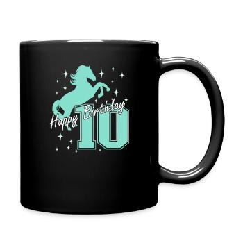 10. Geburtstag Reiten Pferd Reitstall - Tasse einfarbig - Schwarz - Rechts