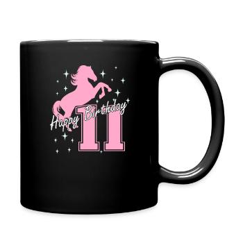 11. Geburtstag Reiten Pferd Reitstall - Tasse einfarbig - Schwarz - Rechts