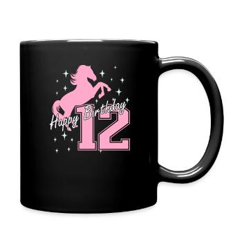 12. Geburtstag Reiten Pferd Reitstall - Tasse einfarbig - Schwarz - Rechts