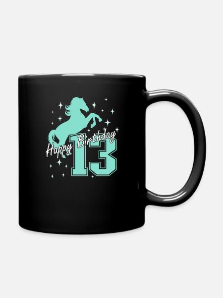 13. Geburtstag Reiten Pferd Reitstall - Tasse einfarbig - Schwarz