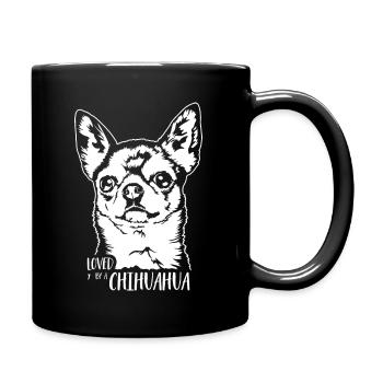 Loved by a Chihuahua Dogs Saying Dog Wilsigns - Full Colour Mug - black - Right