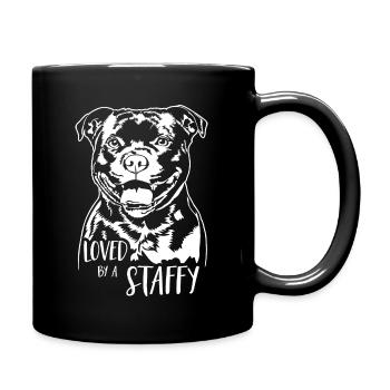 Adoré par un chien Staffy Staffordshire Bull Terrier - Mug uni - noir - Droite