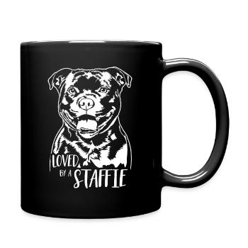 Loved by a Staffie Staffordshire Bull Terrier Dog - Full Colour Mug - black - Right