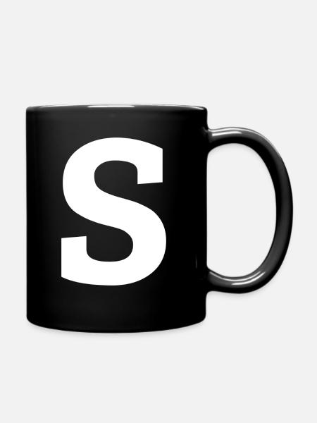 Buchstabe s "s" weiß - Tasse einfarbig - Schwarz