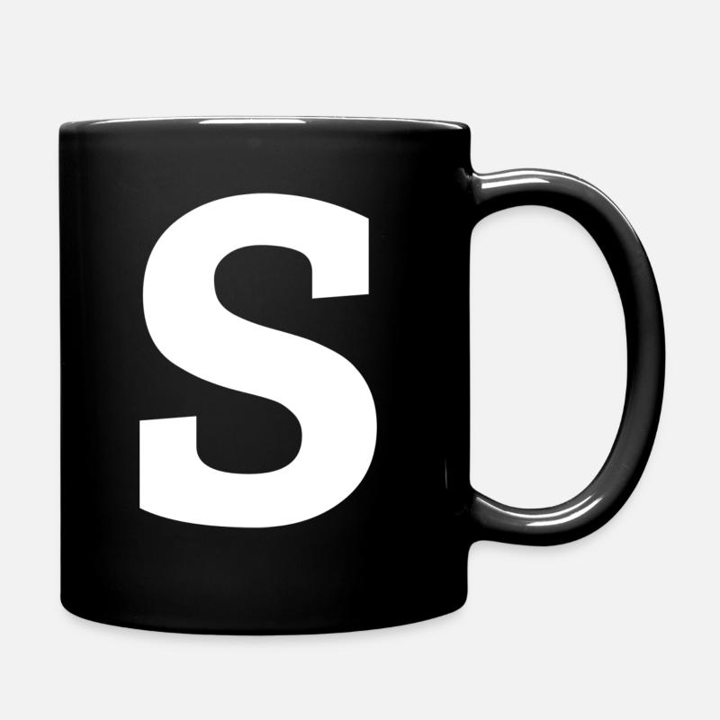 Buchstabe s "s" weiß - Tasse einfarbig - Schwarz