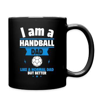 Vatertagsgeschenk, Handball-Papa, einfach besser - Tasse einfarbig - Schwarz - Rechts