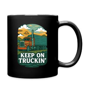 Retro Trucker Design Keep On Truckin' - Tasse einfarbig - Schwarz - Rechts