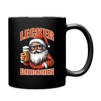 Lecker Bierchen X Weihnachtsmann mit Bier lustiges - Tasse einfarbig - Schwarz - Rechts
