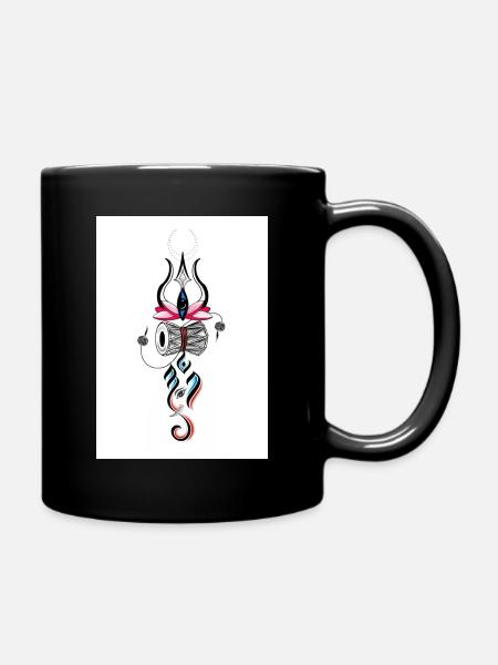 Abstrakter mystischer Lotus mit Trommeln - Tasse einfarbig - Schwarz