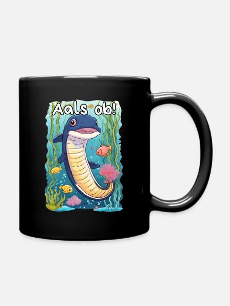 Aal Spruch Cartoonstyle - Aals ob! - Tasse einfarbig - Schwarz