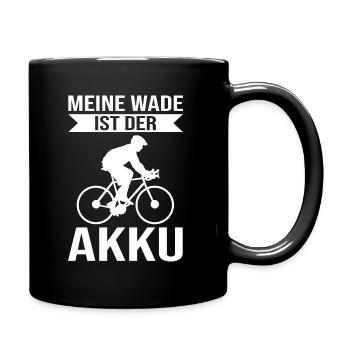 Meine Wade ist der Akku Fahrrad Spruch - Tasse einfarbig - Schwarz - Rechts