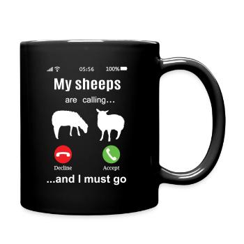 Sheep funny sheep call shepherd gift idea fun - Full Colour Mug - black - Right