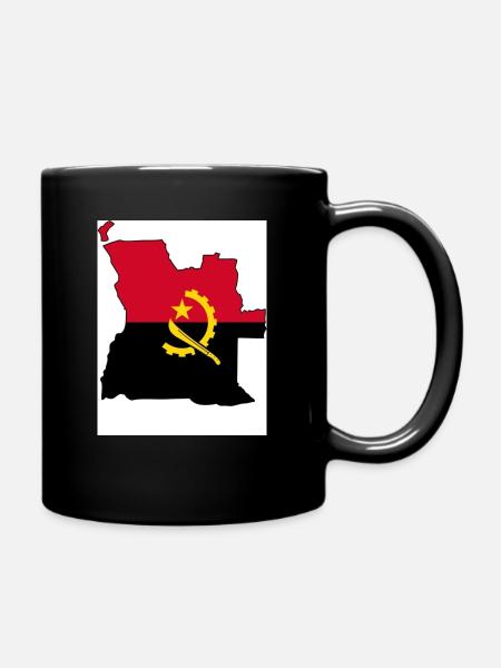 Angola Flag, Map - Full Colour Mug - black