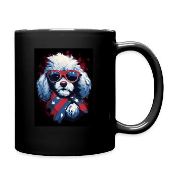 Cooler Pudel mit Sonnenbrille - Tasse einfarbig - Schwarz - Rechts