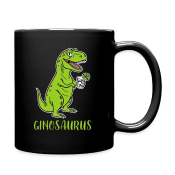 Ginosaurus - funny Trex Dino with gin - Full Colour Mug - black - Right