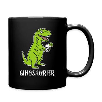 Ginosaurier - lustiger T-rex Dino mit Gin - Tasse einfarbig - Schwarz - Rechts