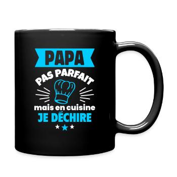 Papa pas parfait en cuisine fête des pères - Mug uni - noir - Droite