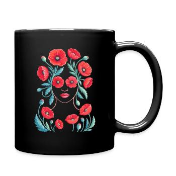 Damen Silhouette Poppy Flower Damen - Tasse einfarbig - Schwarz - Rechts