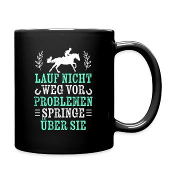 Springe über Probleme - Springreiten - Tasse einfarbig - Schwarz - Rechts