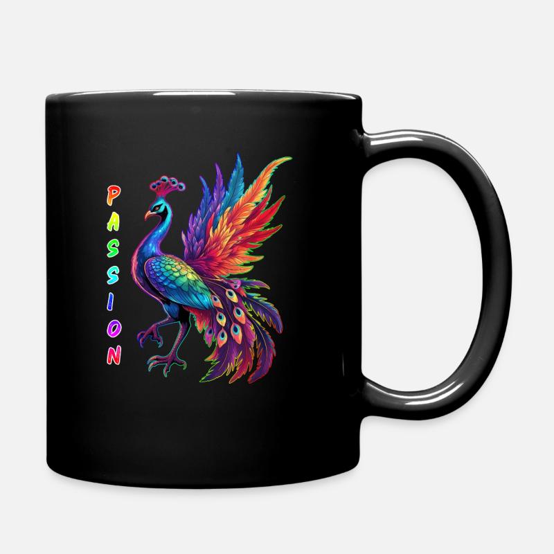 Peacock Passion Rainbow - Full Colour Mug - black