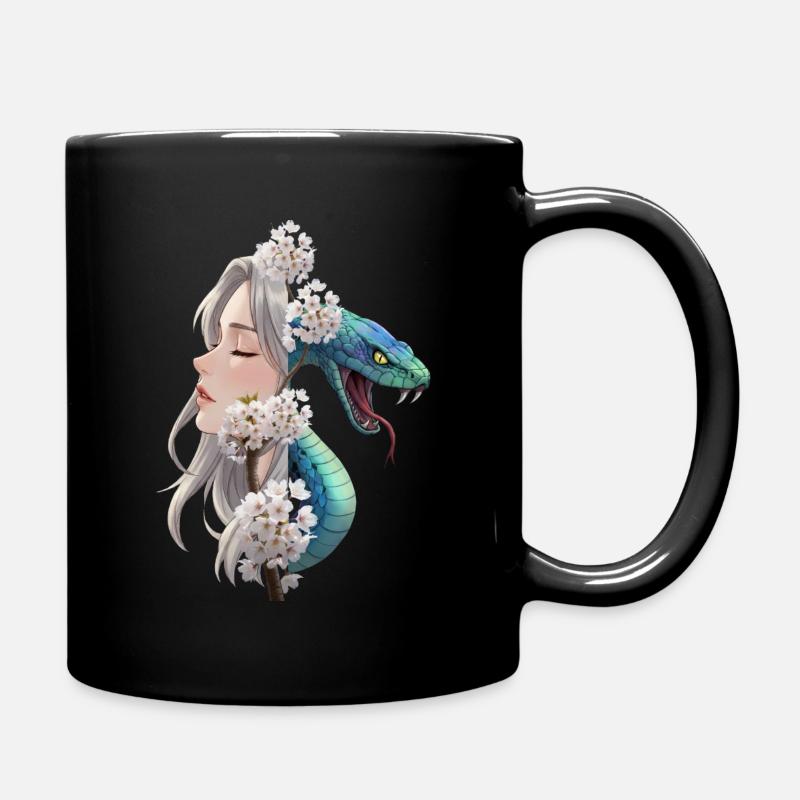 Mystical Woman with Snake Motif - Full Colour Mug - black