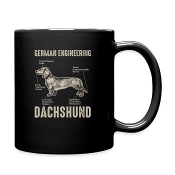 Deutsche Ingenieurskunst Dackel Hund Dachshund - Tasse einfarbig - Schwarz - Rechts