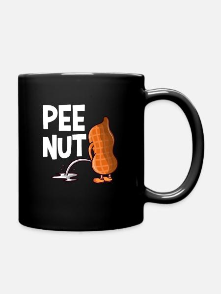 PeePeenut Pee Nut lustige Erdnuss - Ensfarvet krus - sort