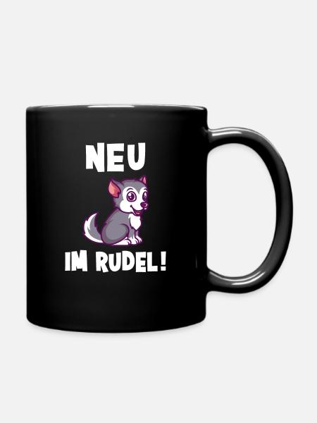 Neu im Rudel Wölfe Baby Kinder - Tasse einfarbig - Schwarz