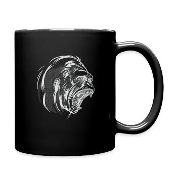 Gorilla Kopf Schrei - Tasse einfarbig - Schwarz - Rechts