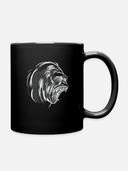 Gorilla Kopf Schrei - Tasse einfarbig - Schwarz