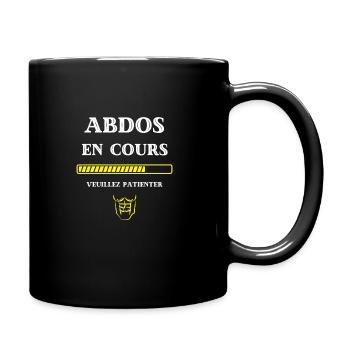 t shirt abdos en cours humour musculation homme - Mug uni - noir - Droite