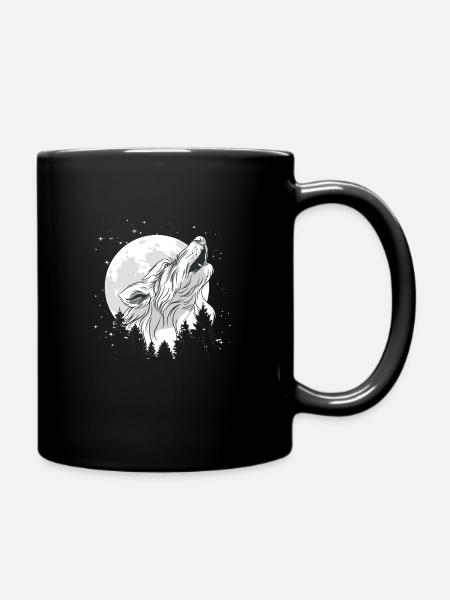 La lune avec un loup - Mug uni - noir